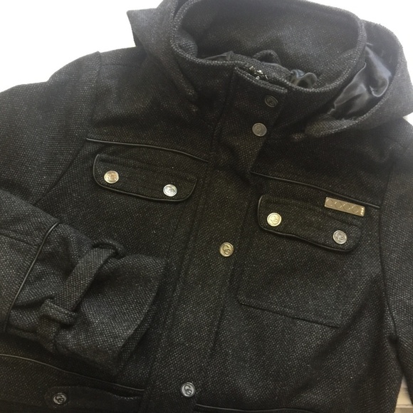 COOGI Charcoal Wool-Blend Coat Detachable Hood XL - Picture 3 of 8